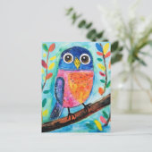 Carte Postale Aquarelle d'Oiseau de Chouette (Debout devant)