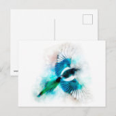 Carte Postale Aquarelle d'oiseau-mouche volant (Devant / Derrière)