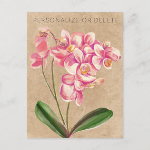 Carte Postale Aquarelle d'orchidée de couleur florale personnali