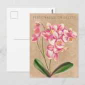 Carte Postale Aquarelle d'orchidée de couleur florale personnali (Devant / Derrière)