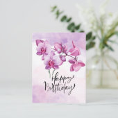 Carte Postale Aquarelle d'orchidée violette Anniversaire (Debout devant)