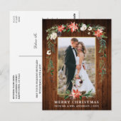 Carte Postale Aquarelle dorée en bois neuf Hiver Floral (Devant / Derrière)