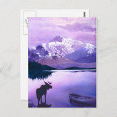 Carte Postale Aquarelle d'orignal (Devant / Derrière)