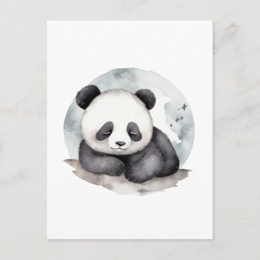 Carte Postale Aquarelle dormante adorable Bébé Panda Ours (Devant)