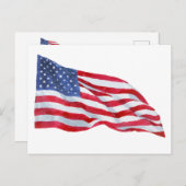 Carte Postale Aquarelle drapeau américain (Devant / Derrière)