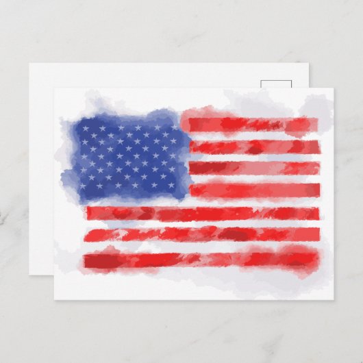 Carte Postale Aquarelle drapeau américain pour les anciens comba (Devant / Derrière)