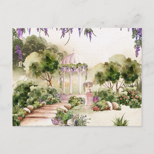 Carte Postale Aquarelle Dreamy jardin vert élégant (Devant)