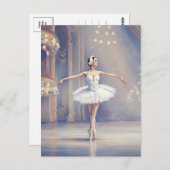 Carte postale aquarelle du ballet Ballerina Swan L (Devant / Derrière)
