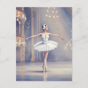 Carte postale aquarelle du ballet Ballerina Swan L