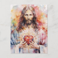 Aquarelle du coeur sacré de Jésus