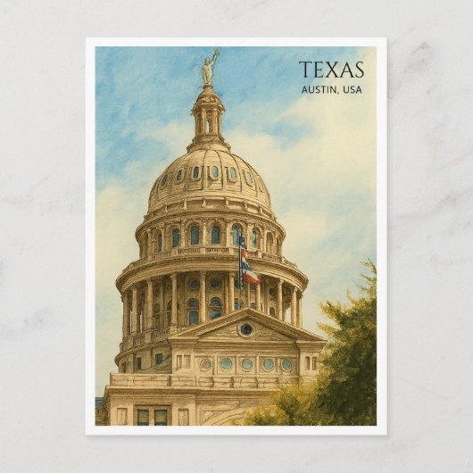 Carte postale aquarelle du dôme du Capitole d'Aust (Devant)