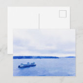 Carte Postale Aquarelle du ferry Eliot Bay Seattle (Devant / Derrière)