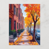 Carte Postale Aquarelle du feuillage d'automne de Boston (Devant)