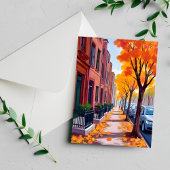 Carte Postale Aquarelle du feuillage d'automne de Boston