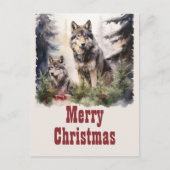 Carte Postale Aquarelle du loup de Noël (Devant)