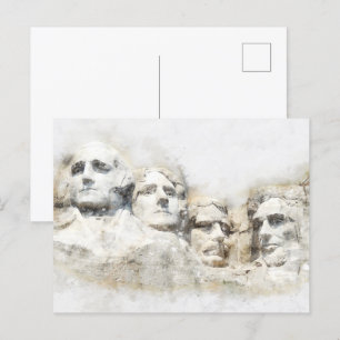 Carte Postale Aquarelle du mont Rushmore
