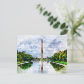 Carte Postale Aquarelle du monument de Washington avec reflet (Debout devant)