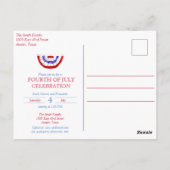 Carte Postale Aquarelle du Parti du 4 juillet (Dos)