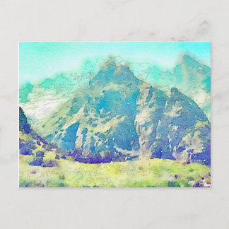 Carte Postale Aquarelle du paysage de montagne