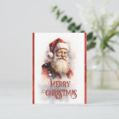 Carte Postale Aquarelle du Père Noël souriant (Debout devant)