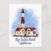 Carte Postale Aquarelle du phare de Big Sable Point - Michigan (Devant)