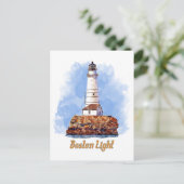 Carte Postale Aquarelle du phare de Boston - Massachusetts (Debout devant)