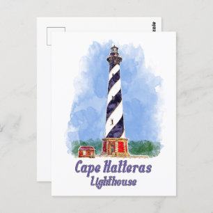 Carte Postale Aquarelle du phare de Cape Hatteras Caroline du No