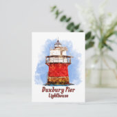 Carte Postale Aquarelle du phare de Duxbury Pier - Massachusetts (Debout devant)