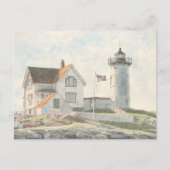 Carte Postale Aquarelle du phare du Cap Neddick (Devant)