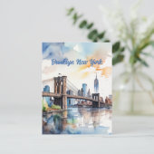 Carte Postale Aquarelle du pont Brooklyn (Debout devant)