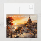 Carte Postale Aquarelle du temple indien hindou de style Birla (Devant / Derrière)