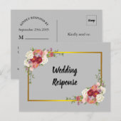 Carte Postale Aquarelle Dusty Gris Or Blush Pos Mariage (Devant / Derrière)