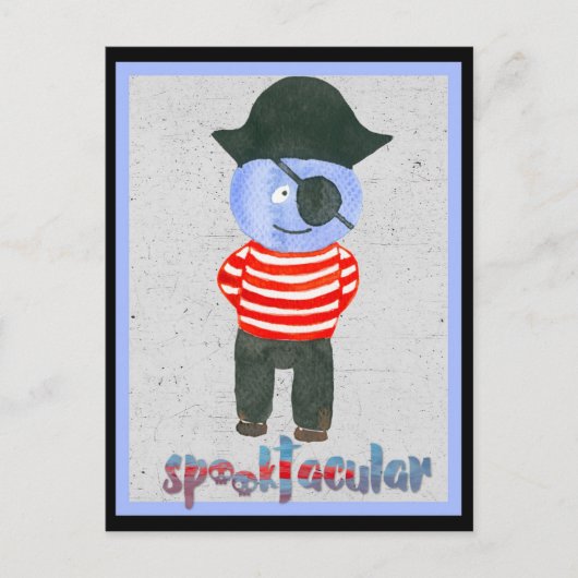 Carte Postale Aquarelle éffrayante Halloween Pirate (Devant)