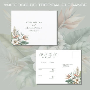 Carte Postale Aquarelle Élégance tropicale-RSVP-Mariage-