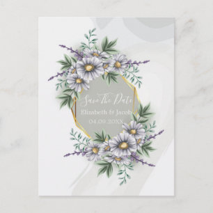 Carte Postale Aquarelle Élégante Flore violet Enregistrer la dat