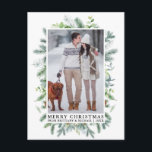 Carte Postale Aquarelle Elégante Frame de pin Couple Noël<br><div class="desc">Elégant Aquarelle Pine Frame Joyeux Noël Couple Photo Holiday Green Carte postale</div>
