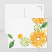 Carte Postale Aquarelle en Citrus vive sur le beige doux (Devant / Derrière)