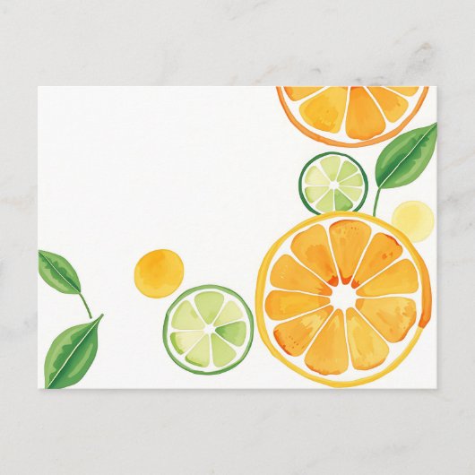 Carte Postale Aquarelle en Citrus vive sur le beige doux (Devant)
