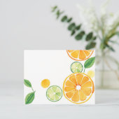Carte Postale Aquarelle en Citrus vive sur le beige doux (Debout devant)
