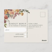 Carte Postale Aquarelle en fleur rustique Mariage floral RSVP (Dos)