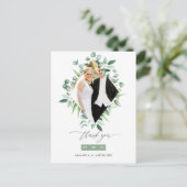 Carte Postale Aquarelle Eucalyptus Bois Merci vert (Debout devant)