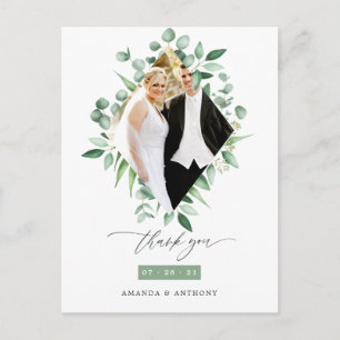 Carte Postale Aquarelle Eucalyptus Bois Merci vert