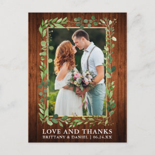 Carte Postale Aquarelle Eucalyptus Bois Or Amour et Merci