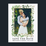 Carte Postale Aquarelle Eucalyptus Gold Frame Enregistrer La Dat<br><div class="desc">Aquarelle moderne Eucalyptus Cadre Vert Enregistrer La Date Photo Fiançailles Carte Postale - Gold Frame</div>