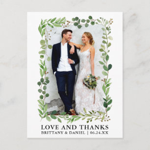 Carte Postale Aquarelle Eucalyptus Mariage Amour et Merci
