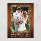 Carte Postale Aquarelle Eucalyptus Mariage Amour Merci Bois (Devant)