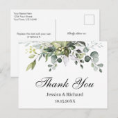 Carte postale aquarelle Eucalyptus Merci (Devant / Derrière)