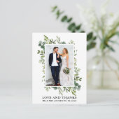 Carte Postale Aquarelle Eucalyptus Merci Mariage vert (Debout devant)