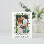 Carte Postale Aquarelle Eucalyptus Or Mariage Amour Merci (Debout devant)