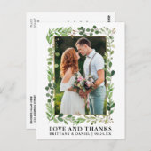 Carte Postale Aquarelle Eucalyptus Or Mariage Amour Merci (Devant / Derrière)